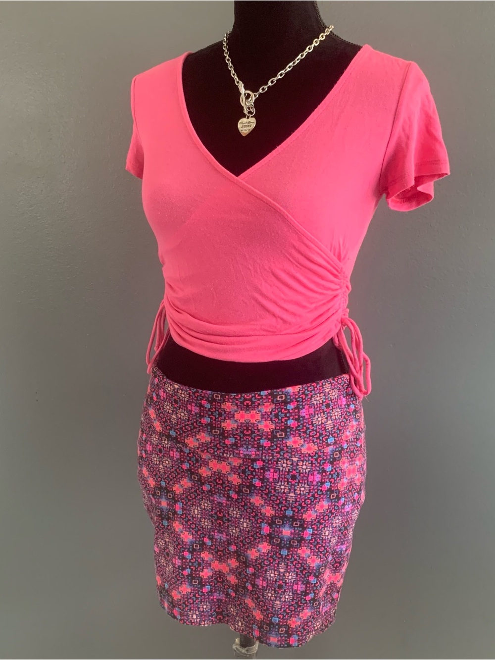 Charlotte Russe Hot Pink Mosaic Mini Skirt